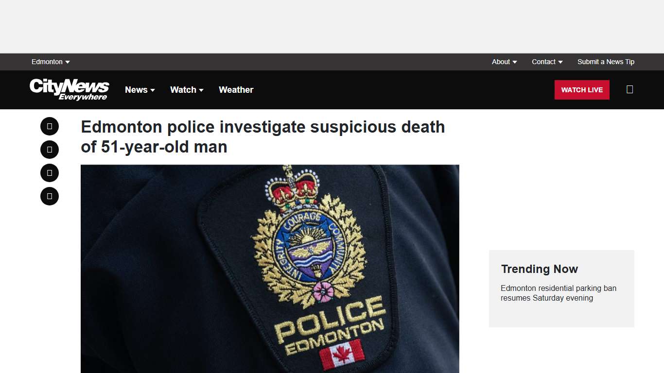 Edmonton police investigate suspicious death of 51-year-old man